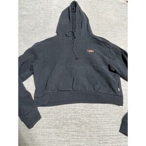 Vans Hoodie Women’s Medium Black Crop Top Pullover Vintage